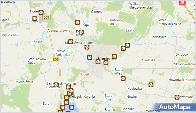 mapa Kamionka powiat lubartowski, Kamionka powiat lubartowski na mapie Targeo