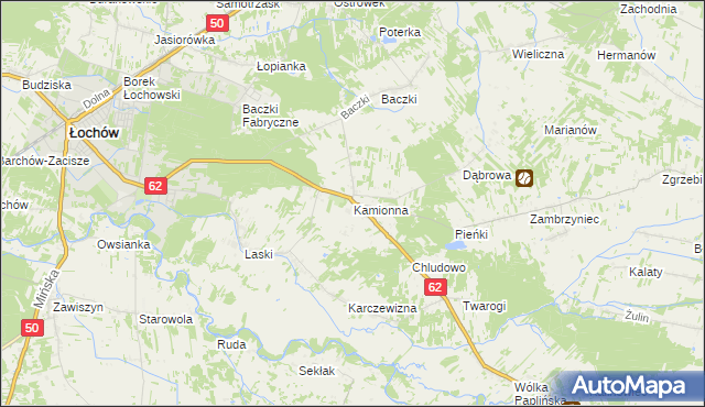 mapa Kamionna gmina Łochów, Kamionna gmina Łochów na mapie Targeo