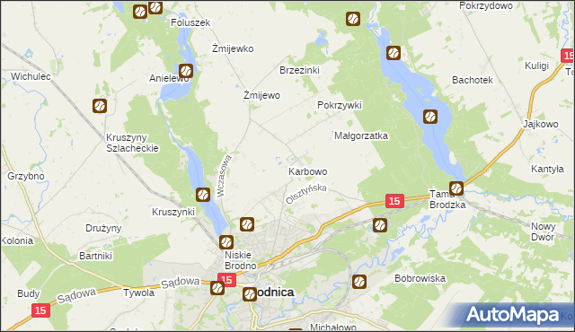 mapa Karbowo gmina Brodnica, Karbowo gmina Brodnica na mapie Targeo