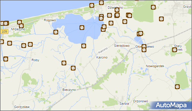 mapa Karcino, Karcino na mapie Targeo