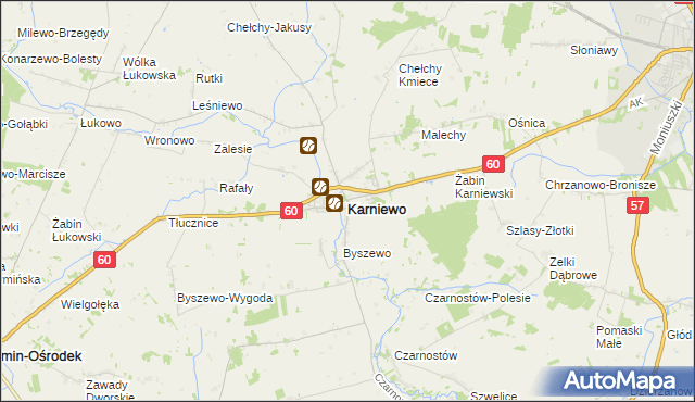 mapa Karniewo powiat makowski, Karniewo powiat makowski na mapie Targeo