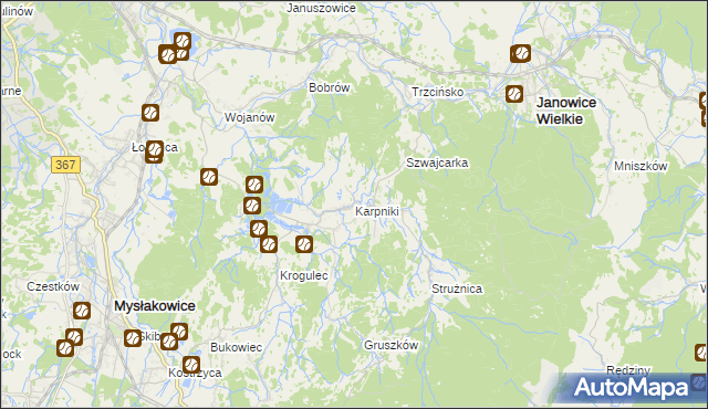 mapa Karpniki gmina Mysłakowice, Karpniki gmina Mysłakowice na mapie Targeo