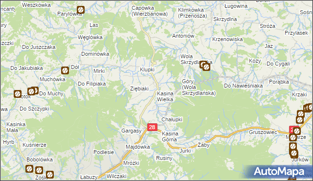 mapa Kasina Wielka, Kasina Wielka na mapie Targeo