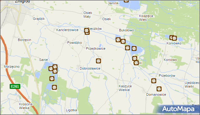 mapa Kaszyce Milickie, Kaszyce Milickie na mapie Targeo