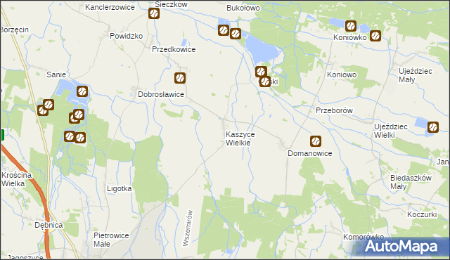 mapa Kaszyce Wielkie, Kaszyce Wielkie na mapie Targeo