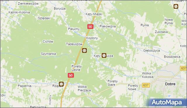 mapa Kąty-Borucza, Kąty-Borucza na mapie Targeo