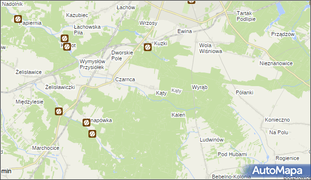 mapa Kąty gmina Włoszczowa, Kąty gmina Włoszczowa na mapie Targeo