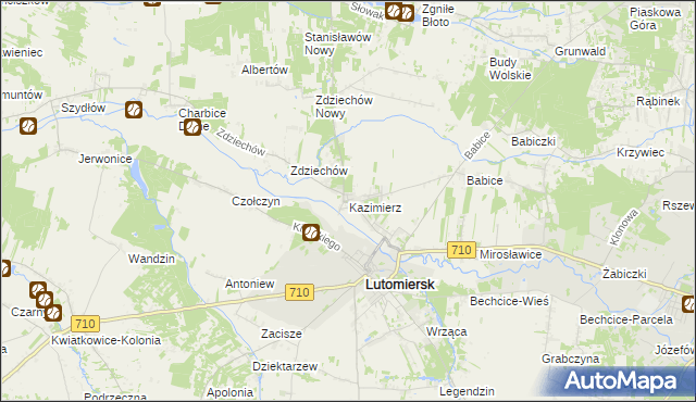 mapa Kazimierz gmina Lutomiersk, Kazimierz gmina Lutomiersk na mapie Targeo