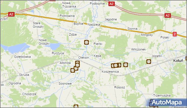 mapa Kępa gmina Kotuń, Kępa gmina Kotuń na mapie Targeo