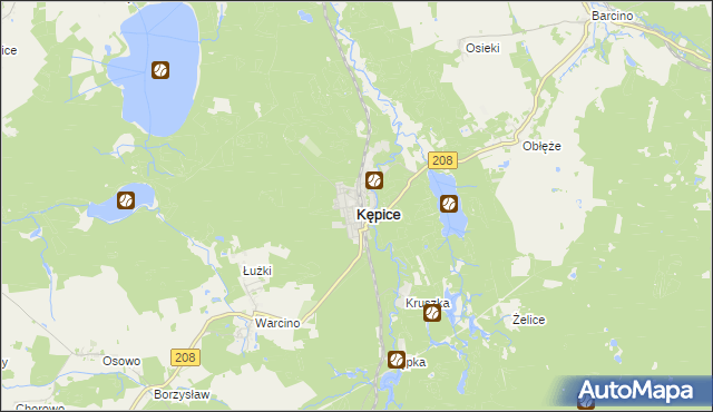 mapa Kępice powiat słupski, Kępice powiat słupski na mapie Targeo