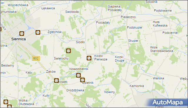 mapa Kiczki Pierwsze, Kiczki Pierwsze na mapie Targeo