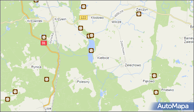 mapa Kiełbice, Kiełbice na mapie Targeo