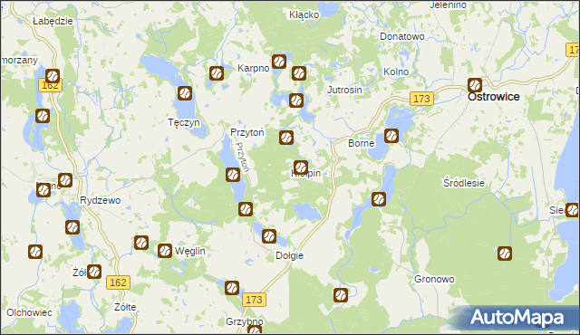 mapa Kiełpin gmina Ostrowice, Kiełpin gmina Ostrowice na mapie Targeo