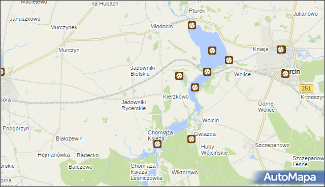 mapa Kierzkowo gmina Żnin, Kierzkowo gmina Żnin na mapie Targeo