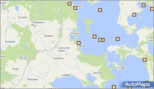 mapa Kietlice gmina Węgorzewo, Kietlice gmina Węgorzewo na mapie Targeo