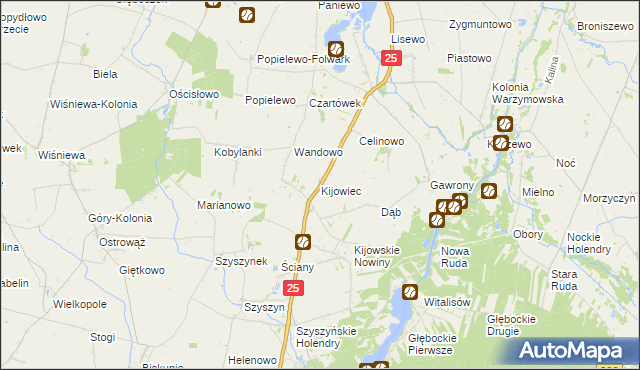 mapa Kijowiec gmina Ślesin, Kijowiec gmina Ślesin na mapie Targeo