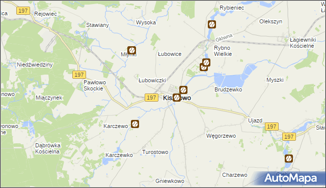 mapa Kiszkowo powiat gnieźnieński, Kiszkowo powiat gnieźnieński na mapie Targeo