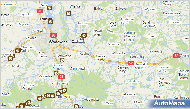 mapa Klecza Dolna, Klecza Dolna na mapie Targeo