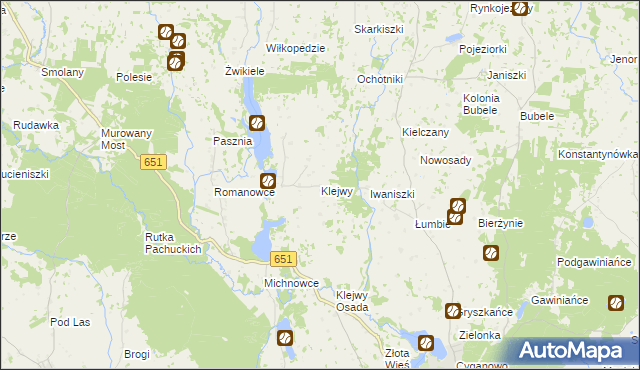 mapa Klejwy, Klejwy na mapie Targeo