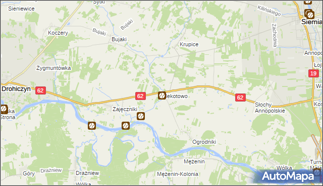 mapa Klekotowo gmina Siemiatycze, Klekotowo gmina Siemiatycze na mapie Targeo