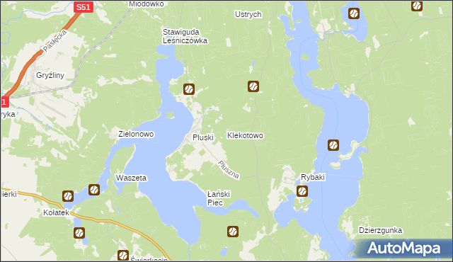 mapa Klekotowo gmina Stawiguda, Klekotowo gmina Stawiguda na mapie Targeo