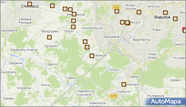 mapa Klepacze gmina Choroszcz, Klepacze gmina Choroszcz na mapie Targeo