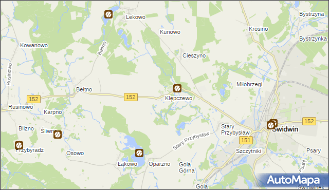 mapa Klępczewo, Klępczewo na mapie Targeo