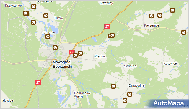 mapa Klępina, Klępina na mapie Targeo