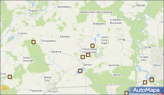 mapa Kleszczewo Kościerskie, Kleszczewo Kościerskie na mapie Targeo