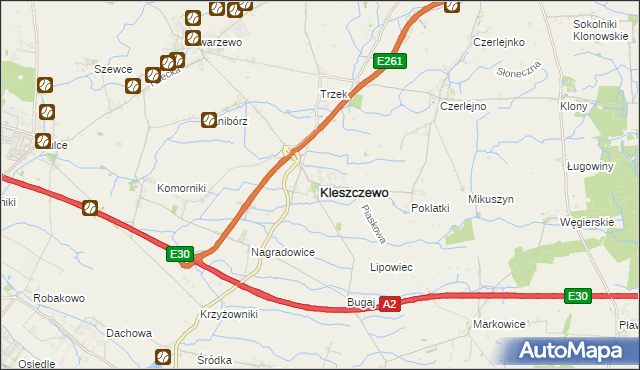 mapa Kleszczewo powiat poznański, Kleszczewo powiat poznański na mapie Targeo