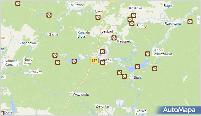 mapa Klocek, Klocek na mapie Targeo