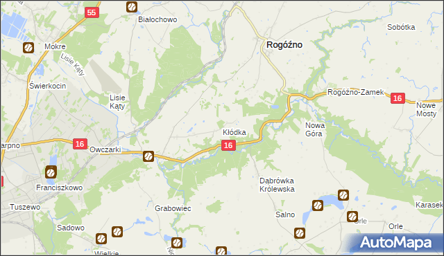 mapa Kłódka gmina Rogóźno, Kłódka gmina Rogóźno na mapie Targeo