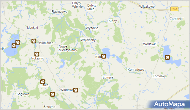 mapa Kłodzin gmina Miłakowo, Kłodzin gmina Miłakowo na mapie Targeo