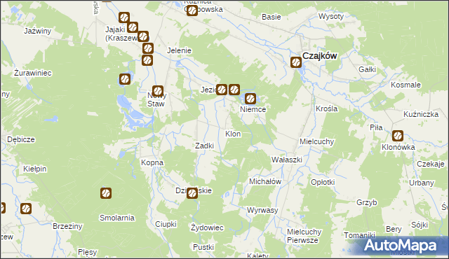 mapa Klon gmina Czajków, Klon gmina Czajków na mapie Targeo