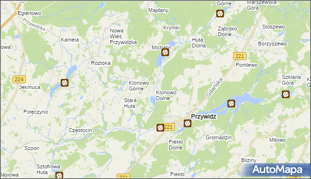 mapa Klonowo Dolne, Klonowo Dolne na mapie Targeo