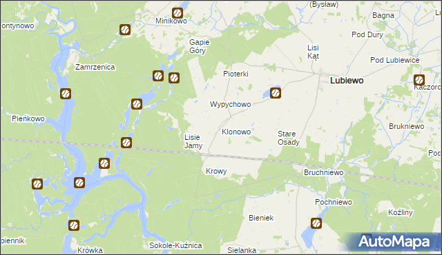 mapa Klonowo gmina Lubiewo, Klonowo gmina Lubiewo na mapie Targeo