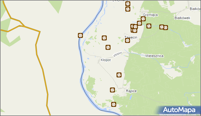 mapa Kłopot gmina Cybinka, Kłopot gmina Cybinka na mapie Targeo