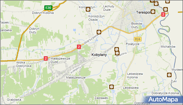 mapa Kobylany gmina Terespol, Kobylany gmina Terespol na mapie Targeo