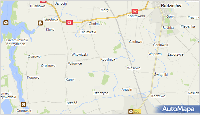 mapa Kobylnica gmina Kruszwica, Kobylnica gmina Kruszwica na mapie Targeo