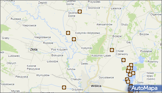 mapa Kobylniki gmina Wiślica, Kobylniki gmina Wiślica na mapie Targeo