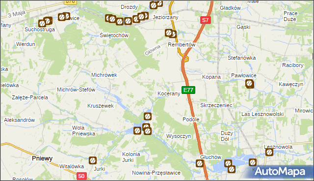 mapa Kocerany, Kocerany na mapie Targeo