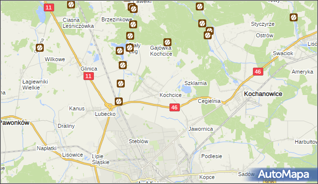 mapa Kochcice, Kochcice na mapie Targeo