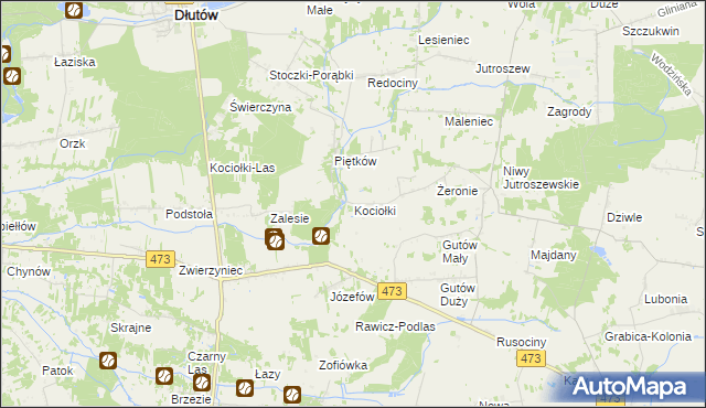 mapa Kociołki gmina Grabica, Kociołki gmina Grabica na mapie Targeo