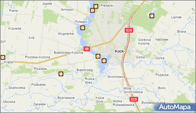 mapa Kock powiat lubartowski, Kock powiat lubartowski na mapie Targeo