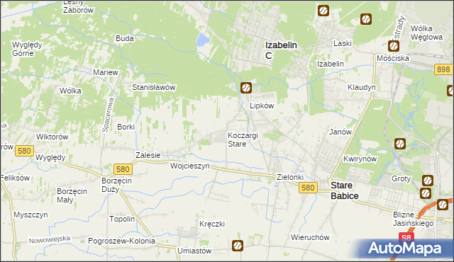 mapa Koczargi Stare, Koczargi Stare na mapie Targeo