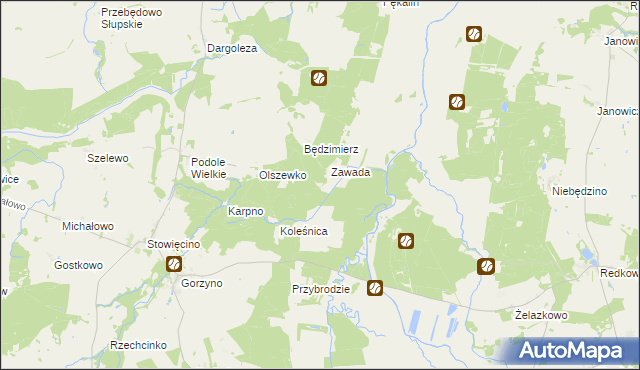 mapa Kokoszki gmina Główczyce, Kokoszki gmina Główczyce na mapie Targeo