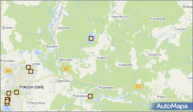 mapa Kołacz gmina Połczyn-Zdrój, Kołacz gmina Połczyn-Zdrój na mapie Targeo