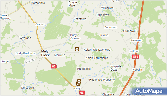 mapa Kołaki-Wietrzychowo, Kołaki-Wietrzychowo na mapie Targeo