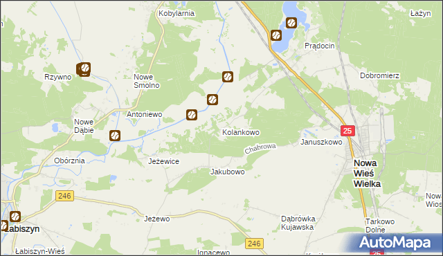 mapa Kolankowo gmina Nowa Wieś Wielka, Kolankowo gmina Nowa Wieś Wielka na mapie Targeo