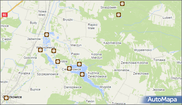 mapa Kolonia Mierzyn, Kolonia Mierzyn na mapie Targeo